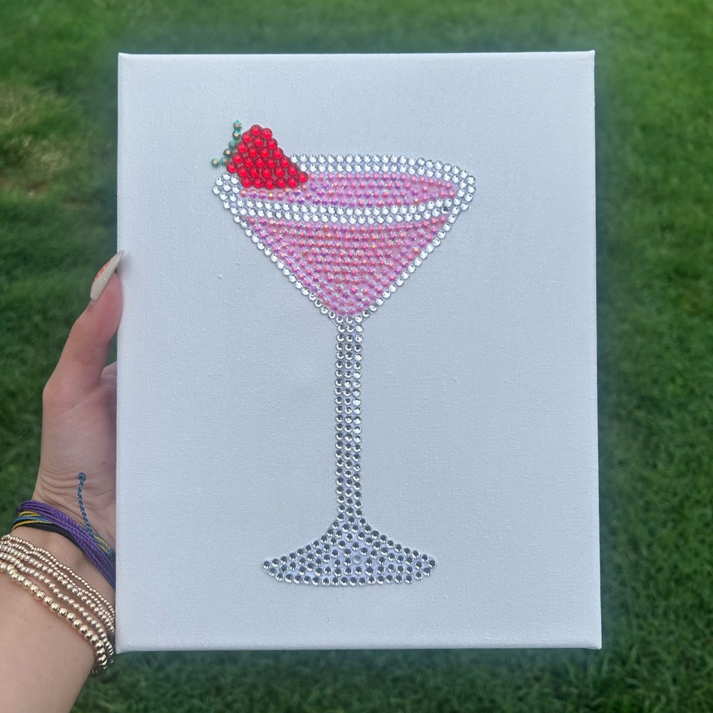 Rhinestone Cocktail Canvas Art